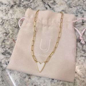 Uncommon James white enamel heart gold necklace